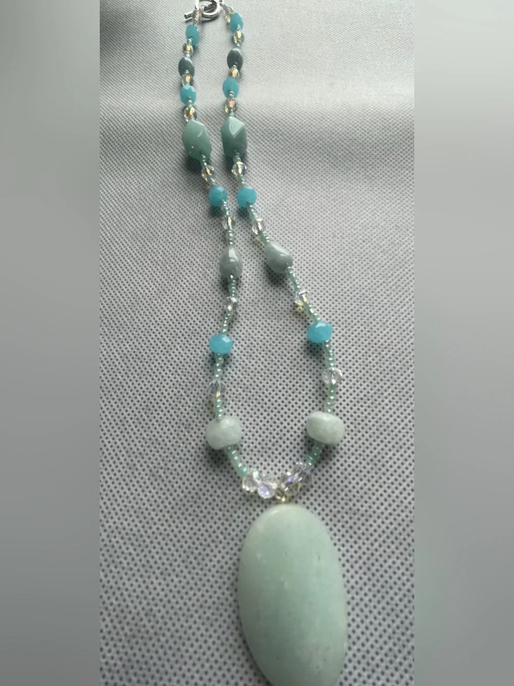 Handmade Mint Green Bead Necklace and Earring Set